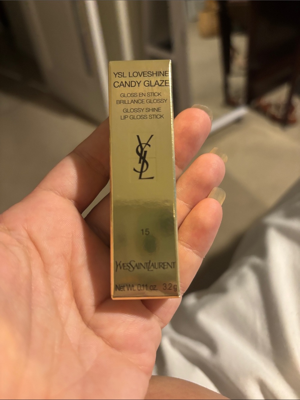 Yves Saint Laurent LoveShine Candy Glaze Lip Gloss Stick — 15 Shimmer Beige